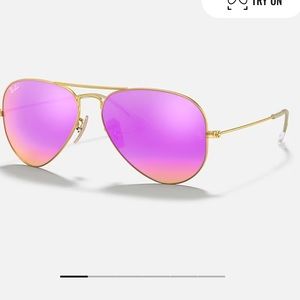 RayBan Aviator Flash Lenses in Pink Size Small